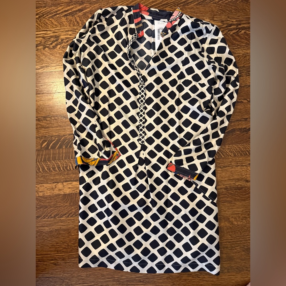 La Prestic Ouiston Silk Geometric Black and White Dress